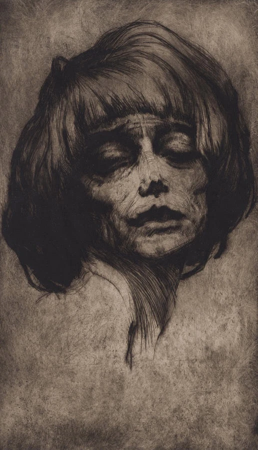 Portrait de Emmy Hennings, gravure de Reinhold Rudolf Junghanns