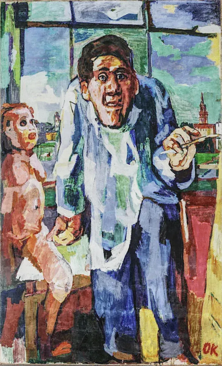 Oskar Kokoschka. Selbstbildnis an der Staffelei. 1922.